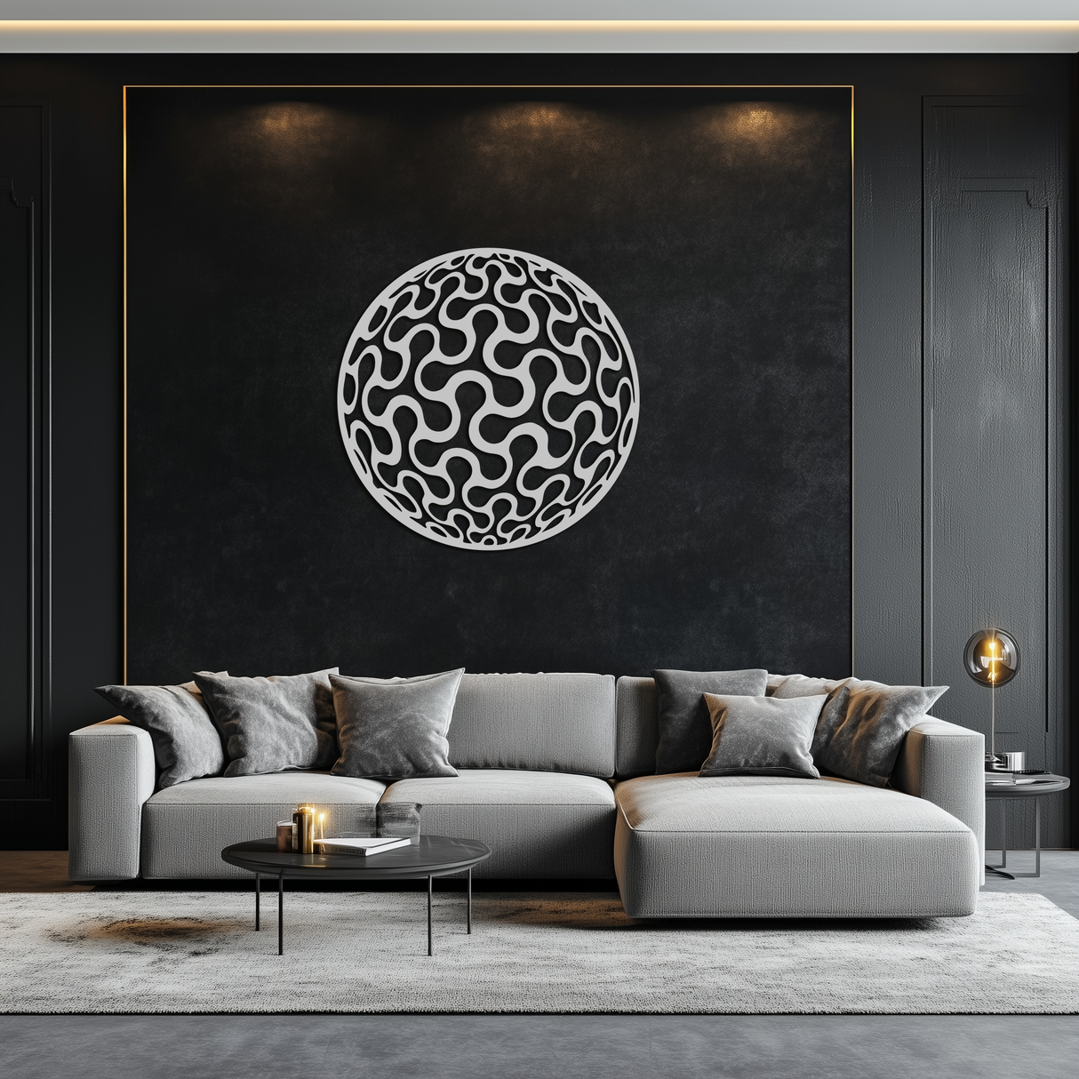 Abstract Sphere Pattern Metal Wall Art – Modern Round Geometric Decor for Home or Office - KAF585