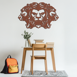 Three-Headed Lion Metal Wall Art – Fierce Tribal Lion Head Wall Decor- KAF589