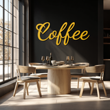 Coffee Script Metal Wall Art – Heart Shaped Lettering Coffee Sign for Kitchen Decor- KAF600