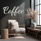 Coffee Script Metal Wall Art – Heart Shaped Lettering Coffee Sign for Kitchen Decor- KAF600