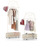 Kid Clothes Rack with 3 Adjustable Heights and Wheels