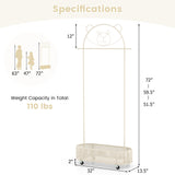 Kid Clothes Rack with 3 Adjustable Heights and Wheels