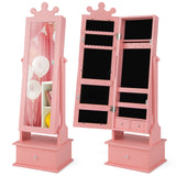 2-in-1 Kids Play Jewelry Armoire with Full Length Mirror and Drawers
