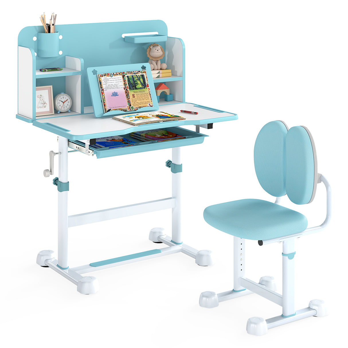 Kid's Study Desk and with Tilt Desktop and Pen Holder