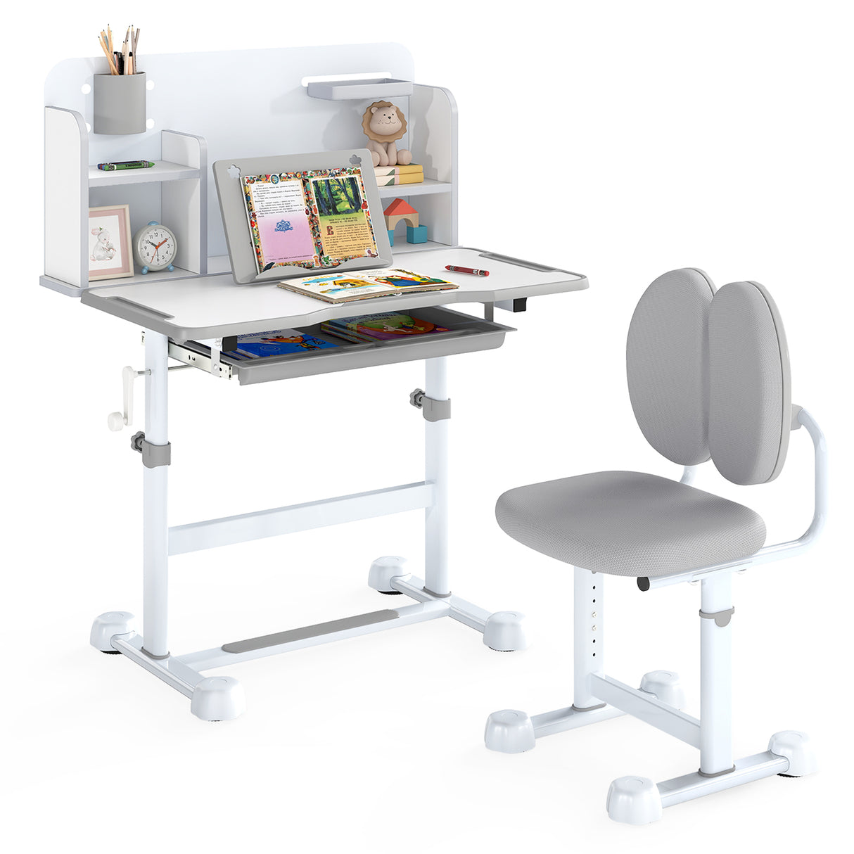 Kid's Study Desk and with Tilt Desktop and Pen Holder