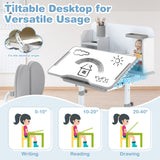Kid's Study Desk and with Tilt Desktop and Pen Holder