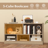 Kids 2-Shelf Bookcase 5-Cube Wood Toy Storage Cabinet Organizer