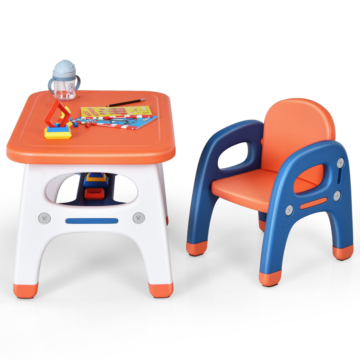 Kids Activity Table and Chair Set with Montessori Toys for Preschool and Kindergarten