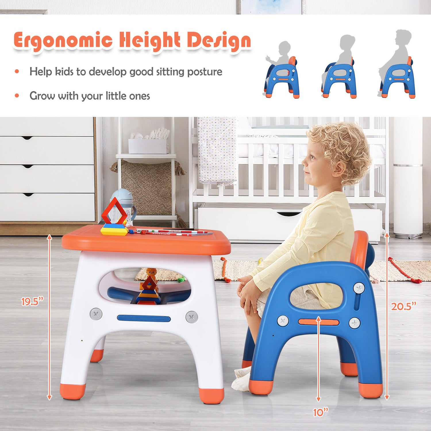 Kids Activity Table and Chair Set with Montessori Toys for Preschool and Kindergarten