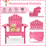 Kids Adirondack Chair All-weather Outdoor Chair for Children with Tilted High Backrest