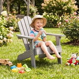 Kids Adirondack Chair All-weather Outdoor Chair for Children with Tilted High Backrest