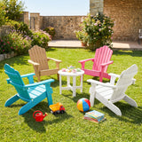 Kids Adirondack Chair All-weather Outdoor Chair for Children with Tilted High Backrest