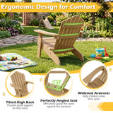 Kids Adirondack Chair All-weather Outdoor Chair for Children with Tilted High Backrest