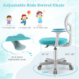 Adjustable Desk Chair with Auto Brake Casters for Kids