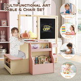 Kids Art Center Wooden Table Bench Set