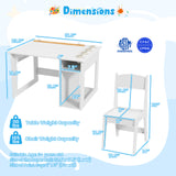 Kids Art Table and Chair Set Toddler Craft Drawing Desk-White