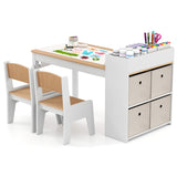 Kids Art Table and Chairs Set with 2 Chairs and Paper Roll