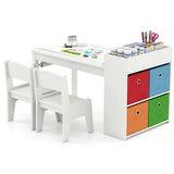 Kids Art Table and Chairs Set with 2 Chairs and Paper Roll