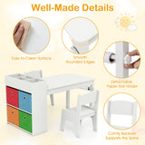 Kids Art Table and Chairs Set with 2 Chairs and Paper Roll
