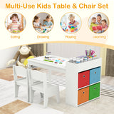 Kids Art Table and Chairs Set with 2 Chairs and Paper Roll