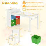 Kids Art Table and Chairs Set with 2 Chairs and Paper Roll
