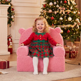 Kids Bear Sofa Toddler Foam Couch with Soft Fleece Fabric Cover