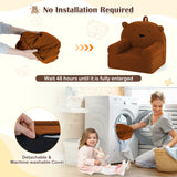 Kids Bear Sofa Toddler Foam Couch with Soft Fleece Fabric Cover