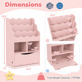 Kids Bookcase with 3-Tier Sling Bookshelf with Shelves Open Cubes and Flip Down Cabinet