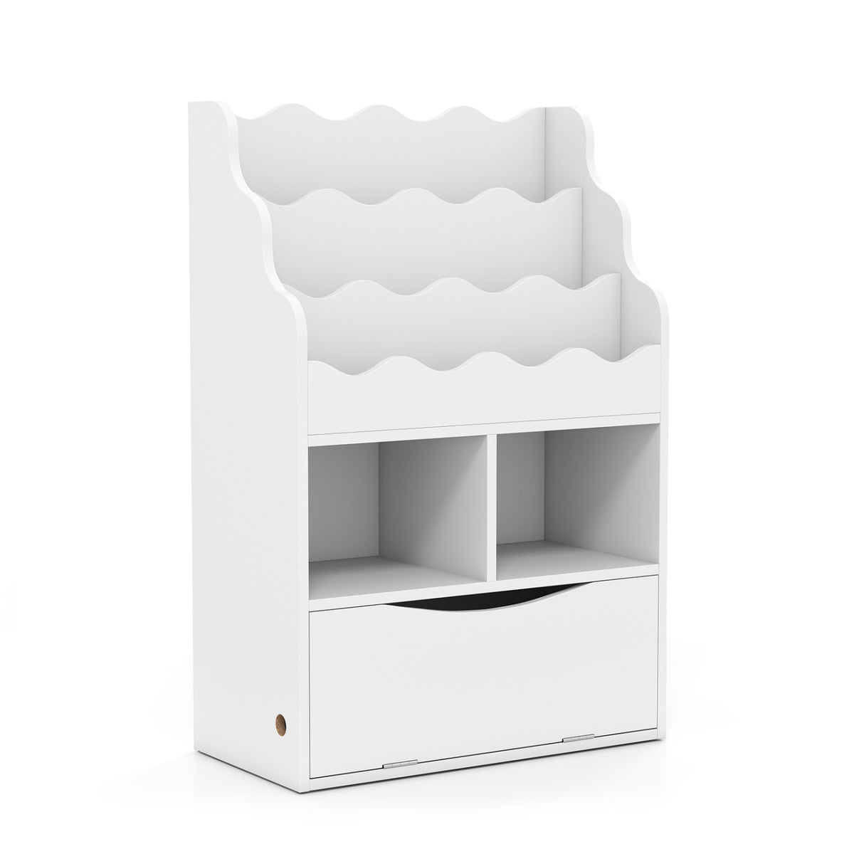 Kids Bookcase with 3-Tier Sling Bookshelf with Shelves Open Cubes and Flip Down Cabinet