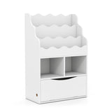 Kids Bookcase with 3-Tier Sling Bookshelf with Shelves Open Cubes and Flip Down Cabinet