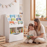 Kids Bookcase with 3-Tier Sling Bookshelf with Shelves Open Cubes and Flip Down Cabinet