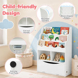 Kids Bookcase with 3-Tier Sling Bookshelf with Shelves Open Cubes and Flip Down Cabinet