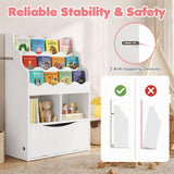Kids Bookcase with 3-Tier Sling Bookshelf with Shelves Open Cubes and Flip Down Cabinet