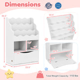Kids Bookcase with 3-Tier Sling Bookshelf with Shelves Open Cubes and Flip Down Cabinet