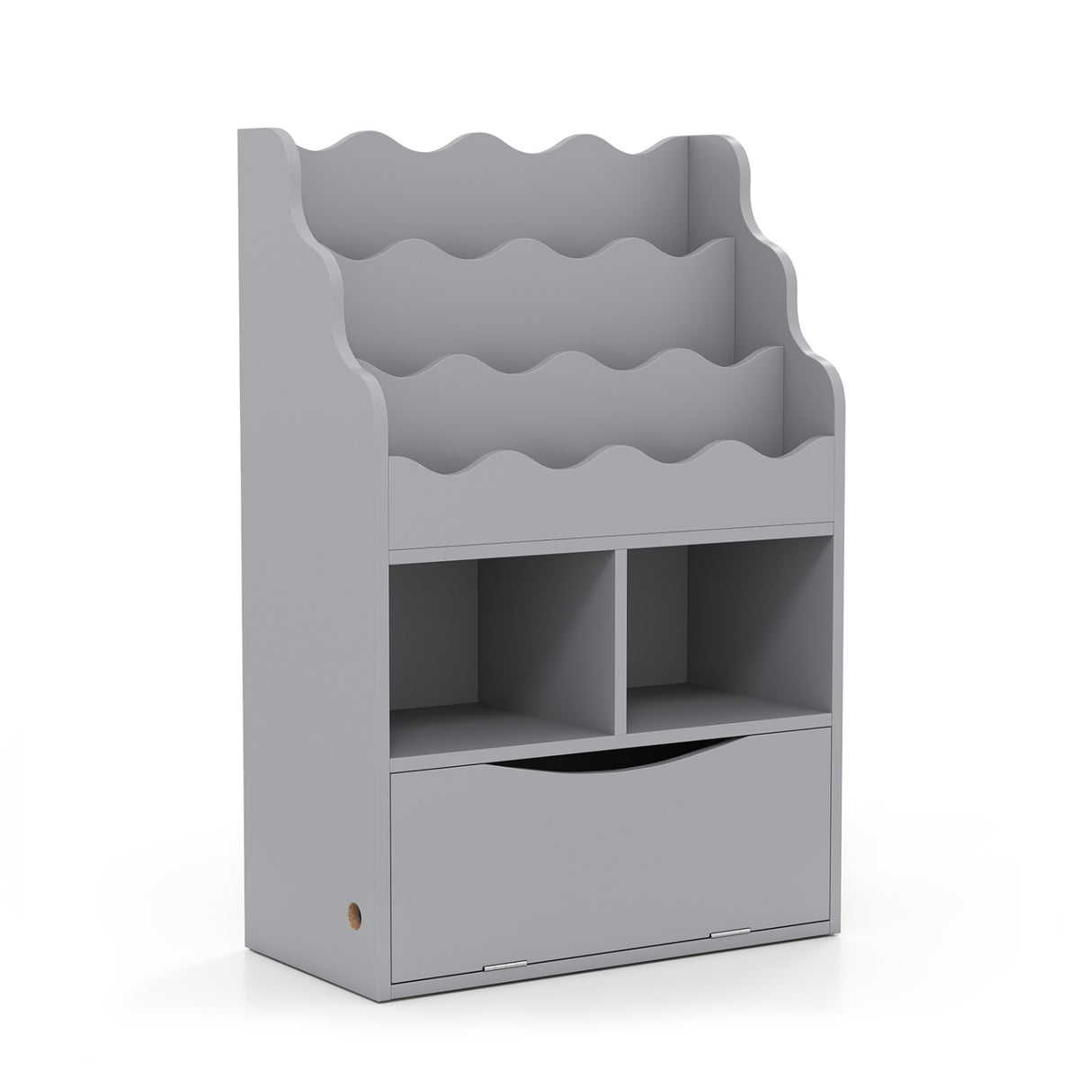 Kids Bookcase with 3-Tier Sling Bookshelf with Shelves Open Cubes and Flip Down Cabinet