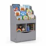 Kids Bookcase with 3-Tier Sling Bookshelf with Shelves Open Cubes and Flip Down Cabinet