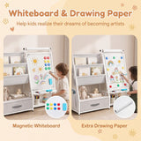 Kids Bookshelf Art Easel with Toy Organizer and Magnetic Whiteboard