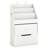 Kids Bookshelf and Toy Storage Organizer with Drawers and Hook for Kids Room
