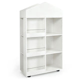Kids Bookshelf and Toy Storage Organizer 4-Tier House-Shaped Toddler Bookcase