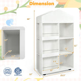 Kids Bookshelf and Toy Storage Organizer 4-Tier House-Shaped Toddler Bookcase