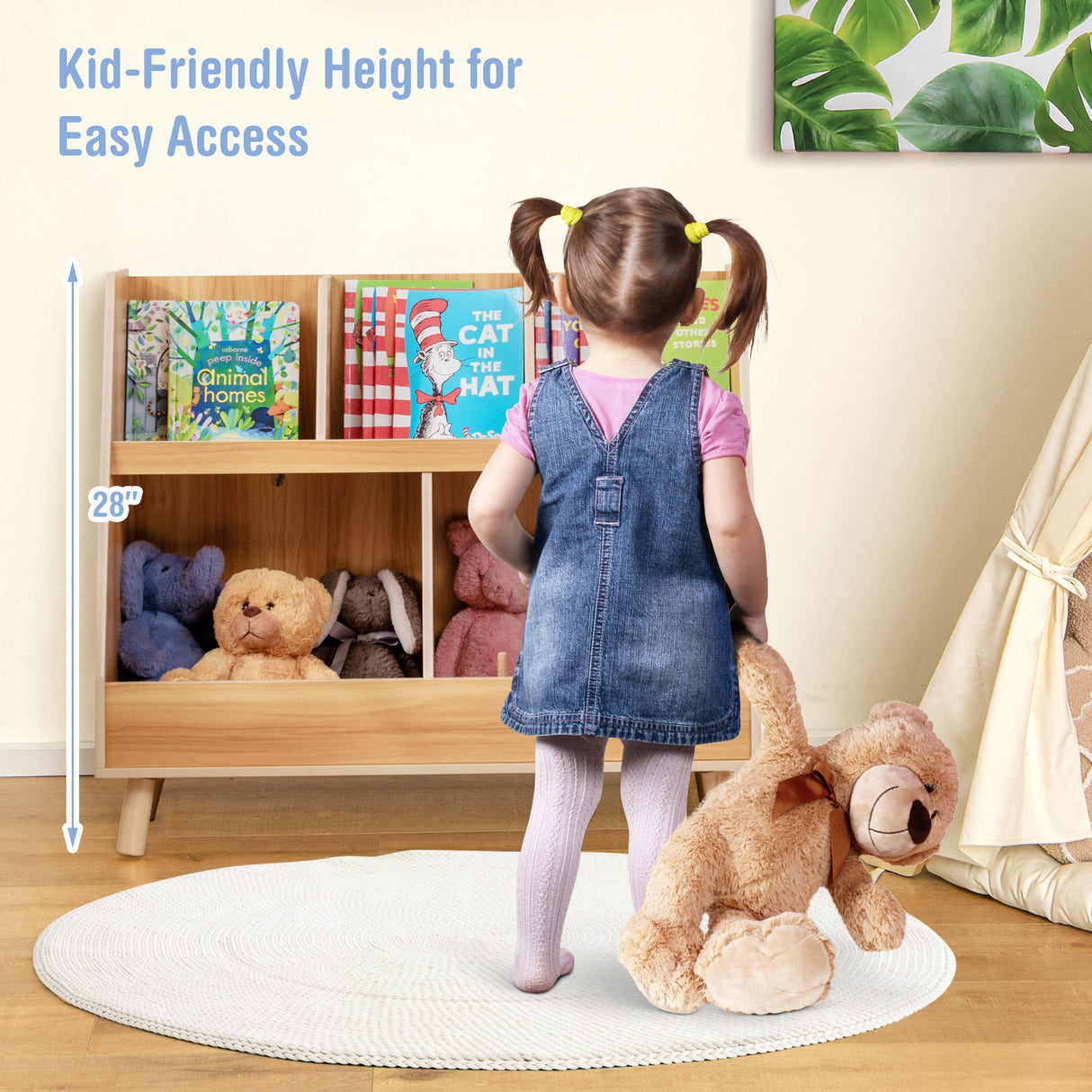 5-Cube Kids Bookshelf and Toy Organizer with Anti-Tipping Kits