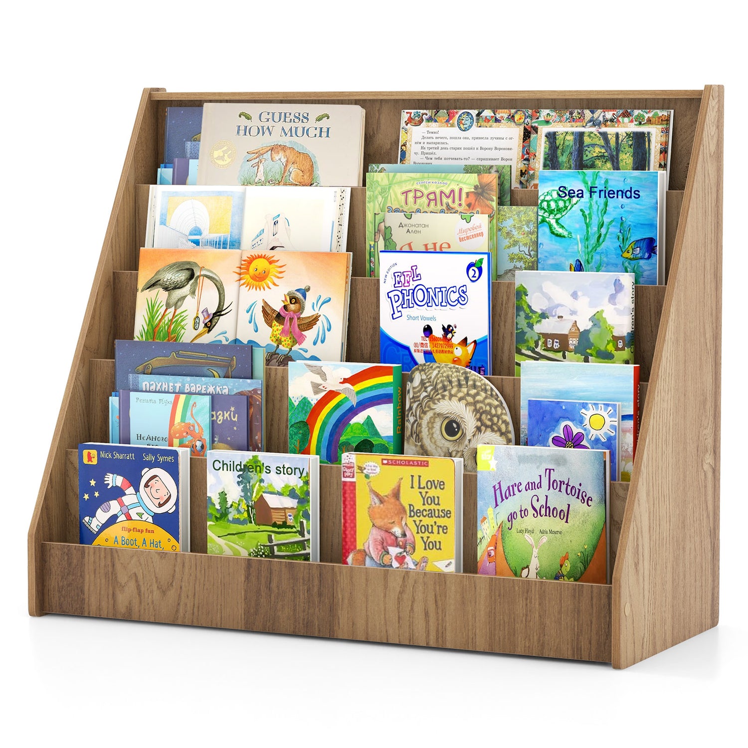 5-Tier Kids Bookshelf with Deep Compartments and Stable Baby Book Case