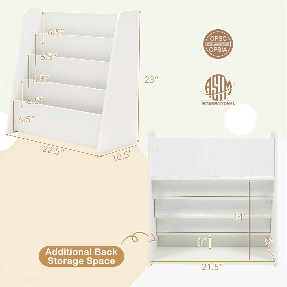 4-Tier Kids Bookshelf with Deep Compartments for Bedroom