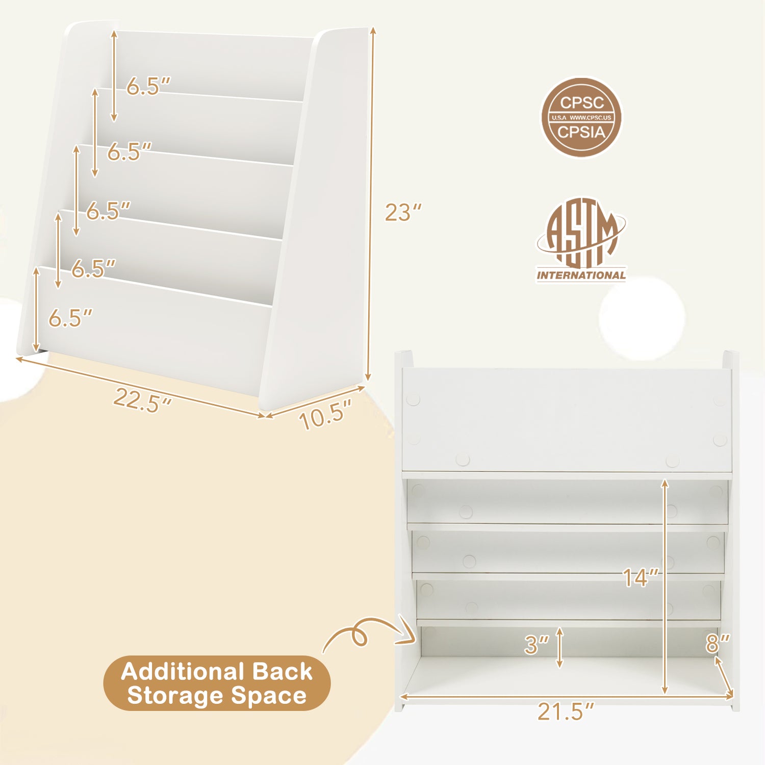 4-Tier Kids Bookshelf with Deep Compartments for Bedroom