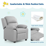 Deluxe Kids Armchair Recliner Headrest Sofa w/ Storage Arms