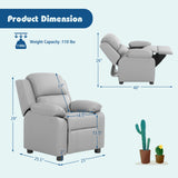 Deluxe Kids Armchair Recliner Headrest Sofa w/ Storage Arms