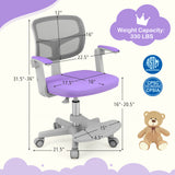 Kids Desk Chair Children Study Chair with Adjustable Height Armrest and Footrest