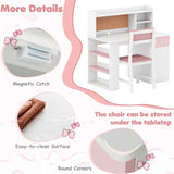 Kids Desk and Chair Set with Hutch and 3-Layer Side Shelf