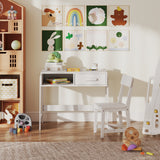 Kids Desk and Chair Set with Storage Drawer and Hutch