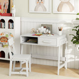 Kids Desk and Chair Set with Storage Drawer and Hutch